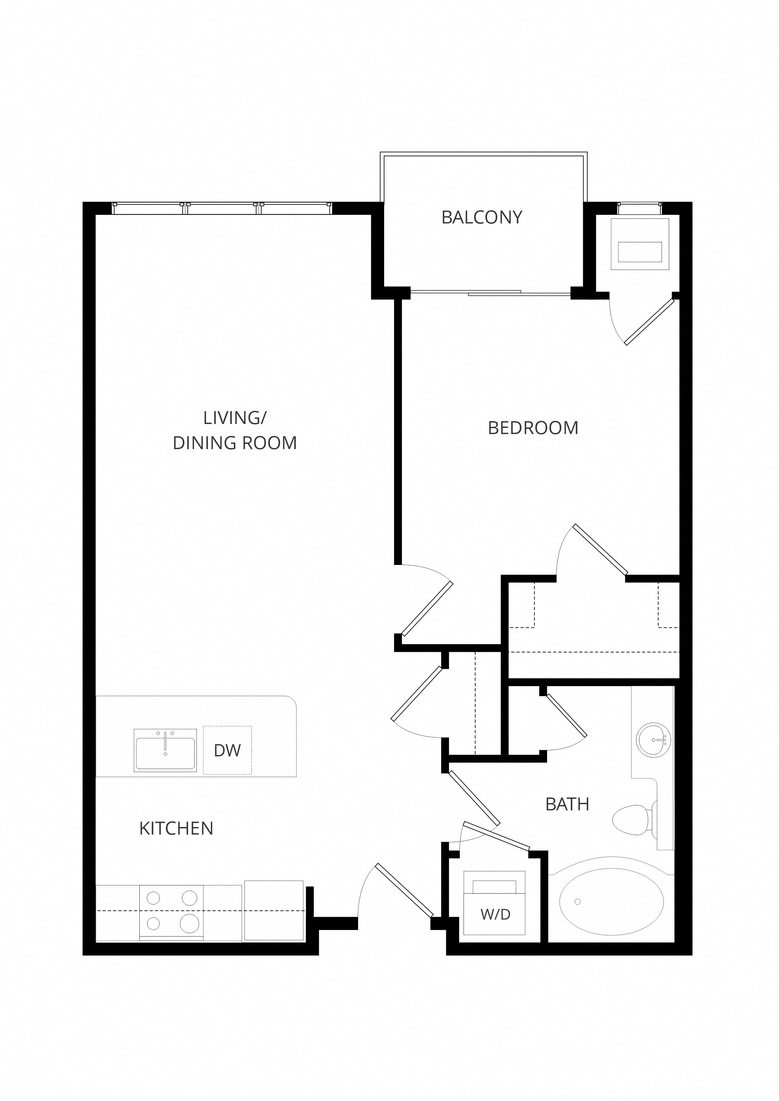 B1 1x1 floor plan